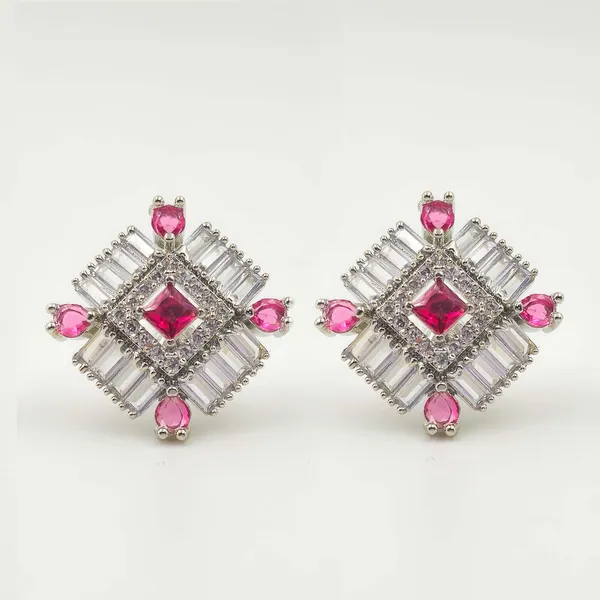 Silver_Brass_Stone_Embellished_Square_Stud_Earrings_For_Women
