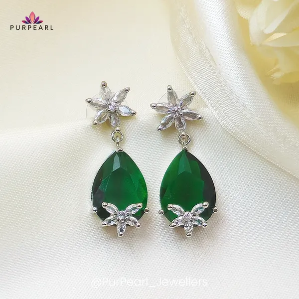 Green_Brass_Floral_Teardrop_Drop_Earrings_For_Women