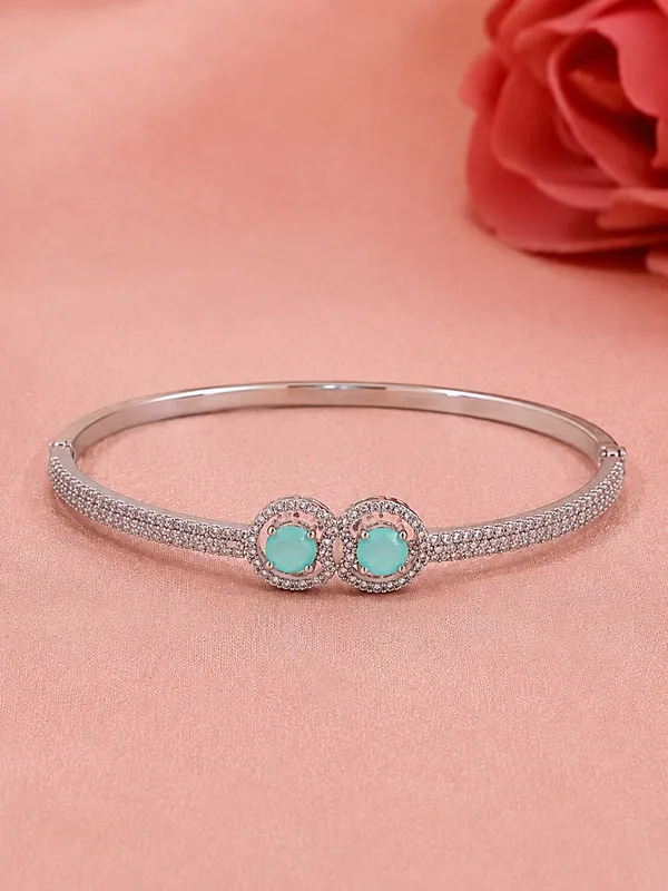 Silver_Brass_Aqua_Double_Stone_Bangle_For_Women