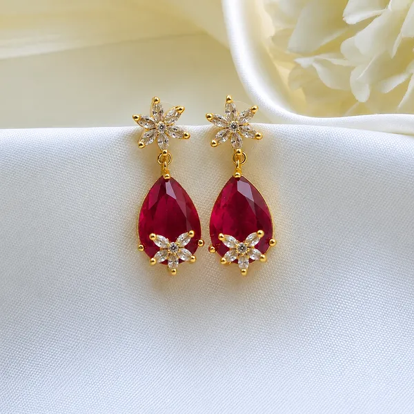 Red_Gold_Brass_Floral_Teardrop_Drop_Earrings_For_Women