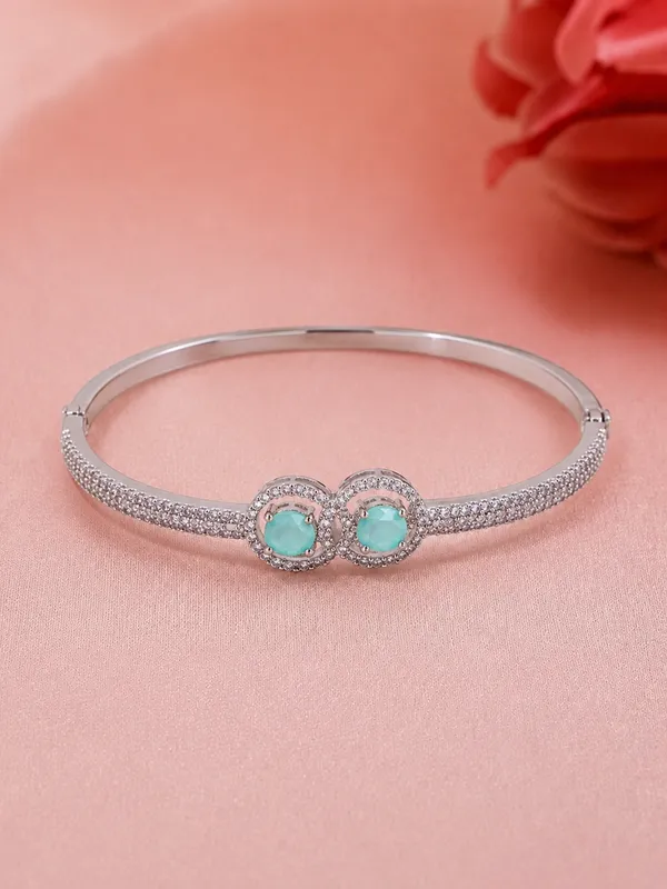 Silver_Brass_Aqua_Double_Stone_Bangle_For_Women