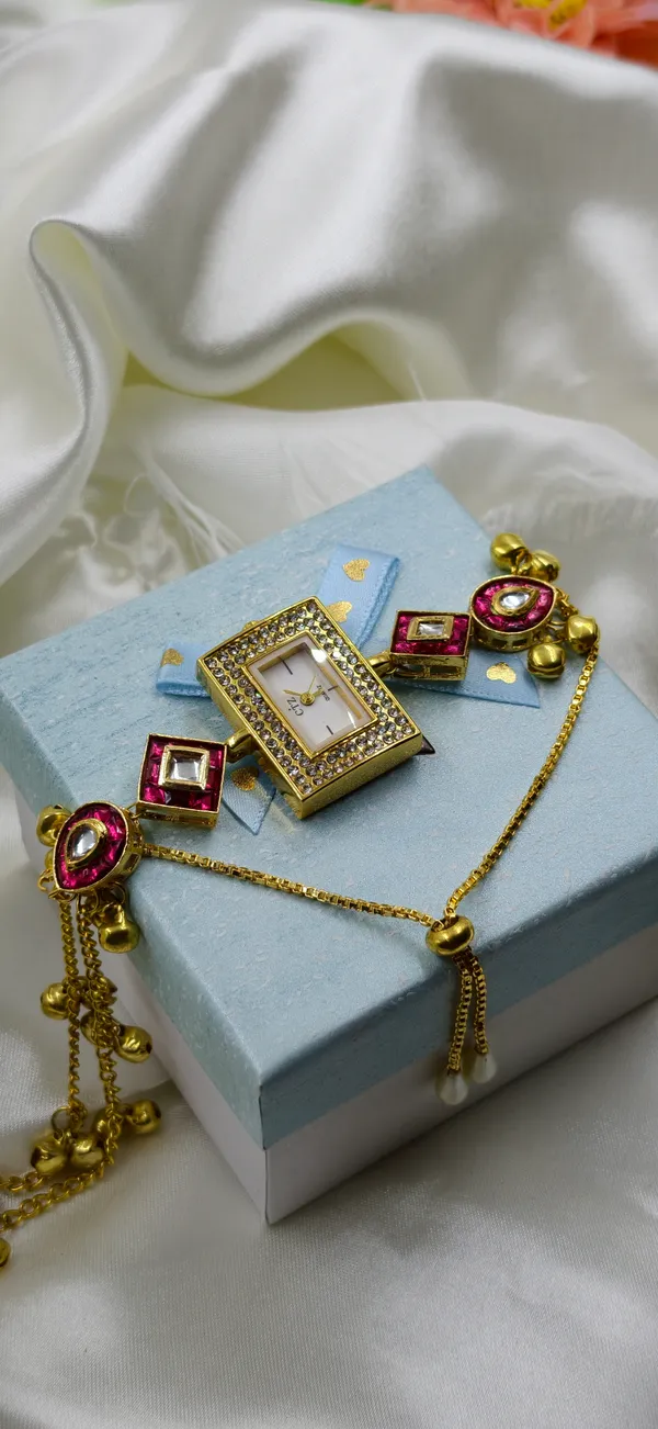 Gold_Brass_Stone_Studded_Watch_Jewellery_Set_For_Women