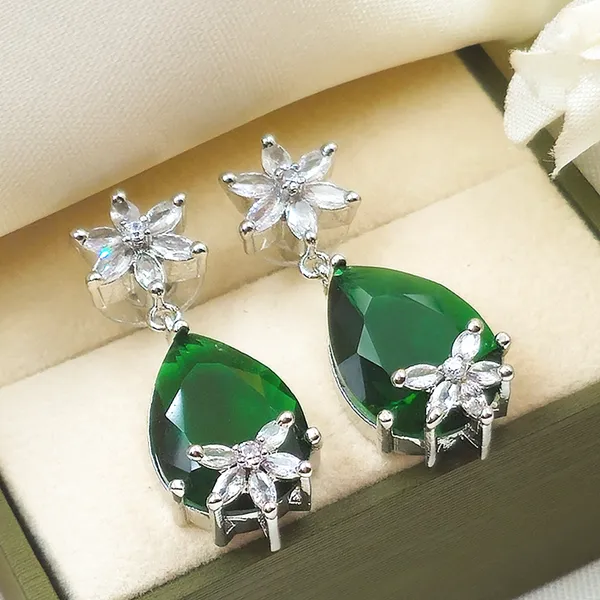 Green_Brass_Floral_Teardrop_Drop_Earrings_For_Women