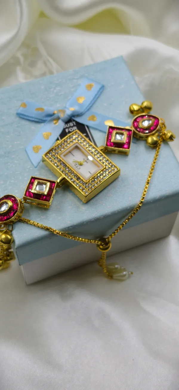 Gold_Brass_Stone_Studded_Watch_Jewellery_Set_For_Women