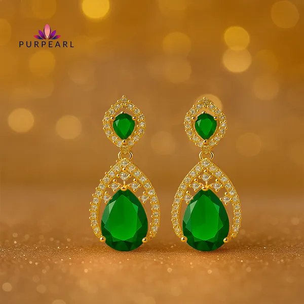 Green_Gold_Brass_Stone_Teardrop_Drop_Earrings_For_Women
