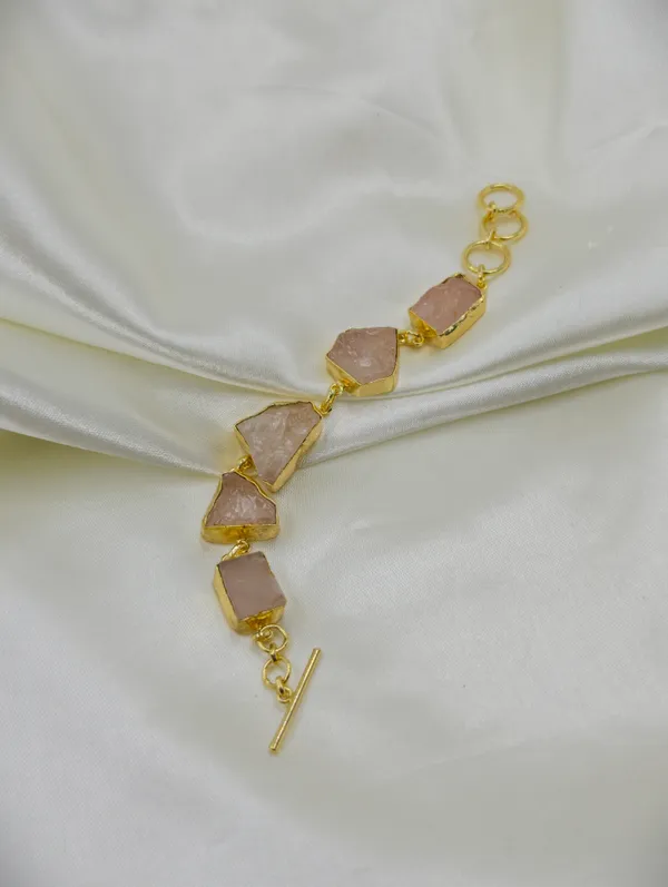Gold_Pink_Brass_Stone_Link_Bracelet_For_Women