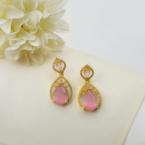 Gold_Pink_Tone_Teardrop_Drop_Earrings_For_Women