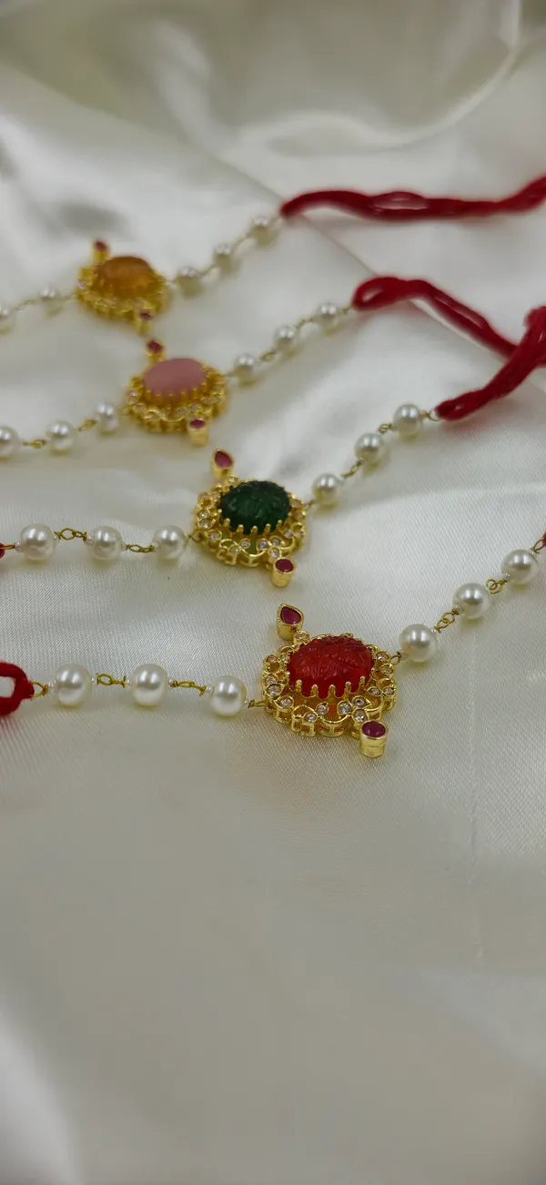 Multicolor_Pearl_Beaded_Gold_Tone_Rakhi_Set