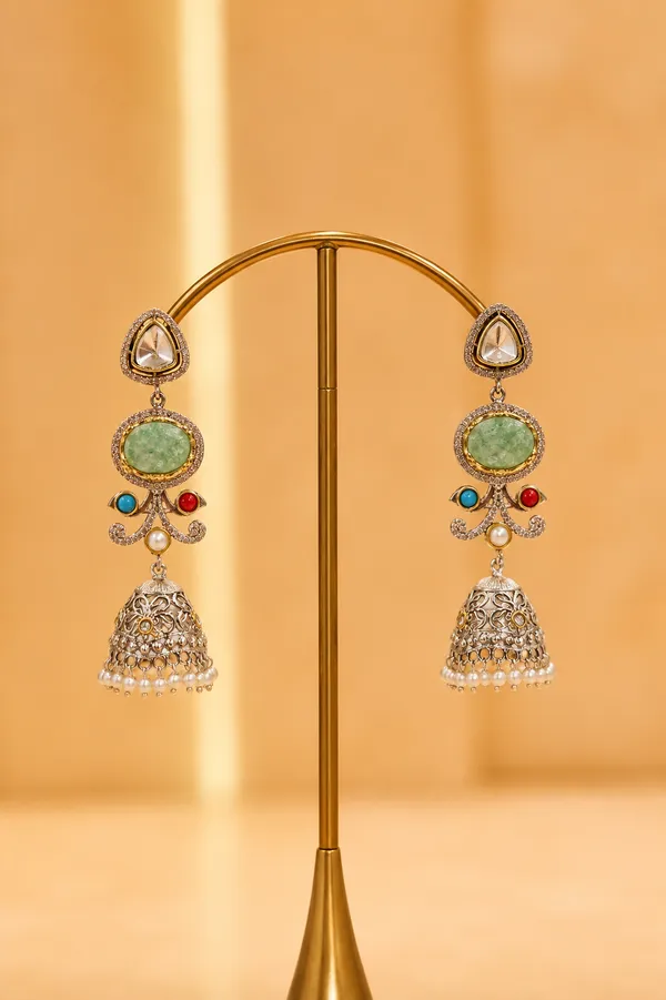 Gold_Green_Tone_Pearl_Stone_Dangler_Jhumka_Earrings_For_Women