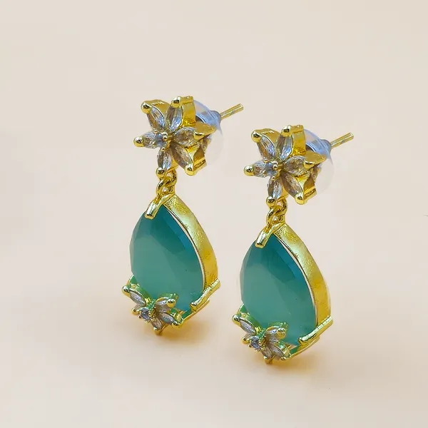 Green_Gold_Brass_Floral_Teardrop_Drop_Earrings_For_Women