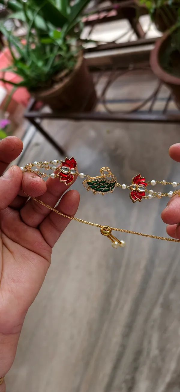 Gold_Tone_Peacock_Floral_Charm_Bracelet_For_Women
