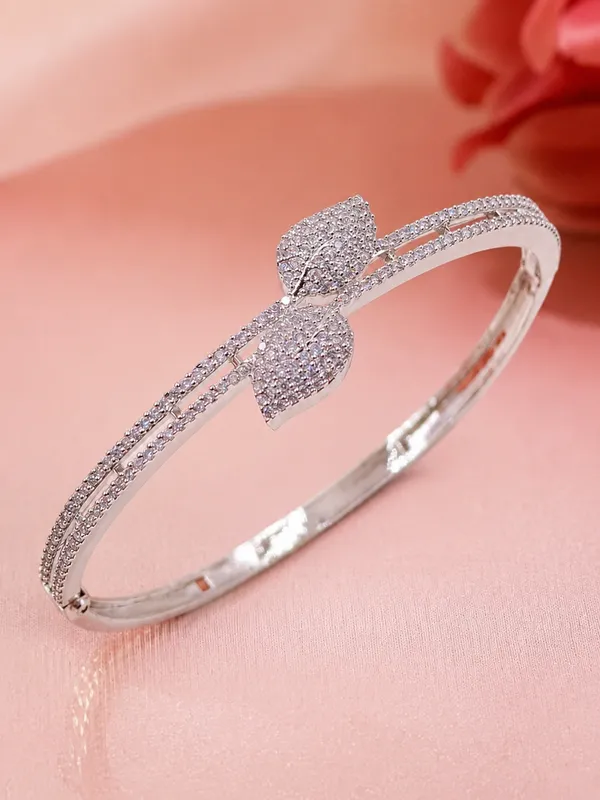 Silver_Brass_Butterfly_Embellished_Double_Row_Bangle_For_Women
