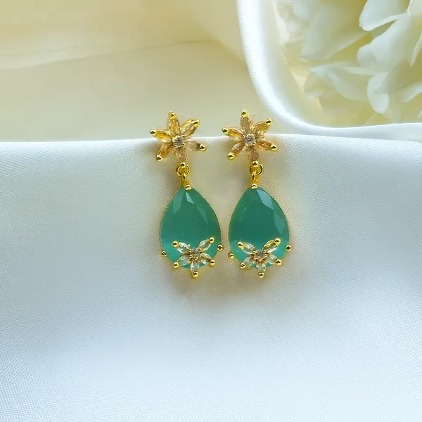 Green_Gold_Brass_Floral_Teardrop_Drop_Earrings_For_Women