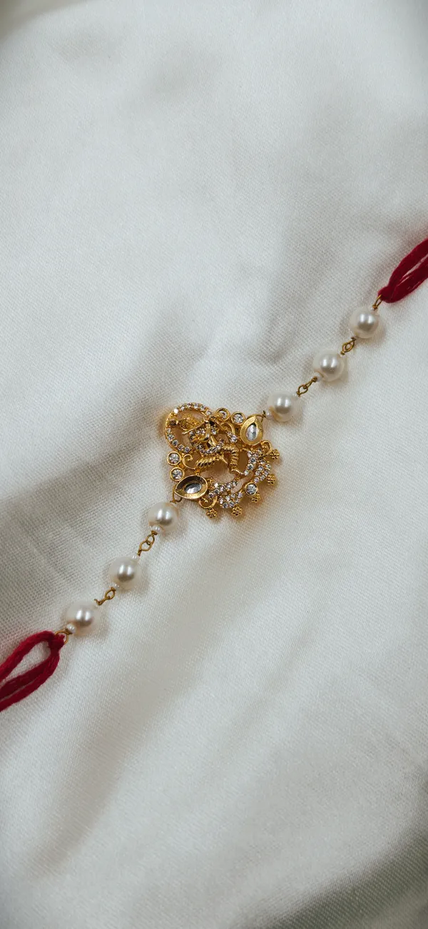 Red_Thread_Pearl_Beaded_Gold_Tone_Ornamental_Rakhi