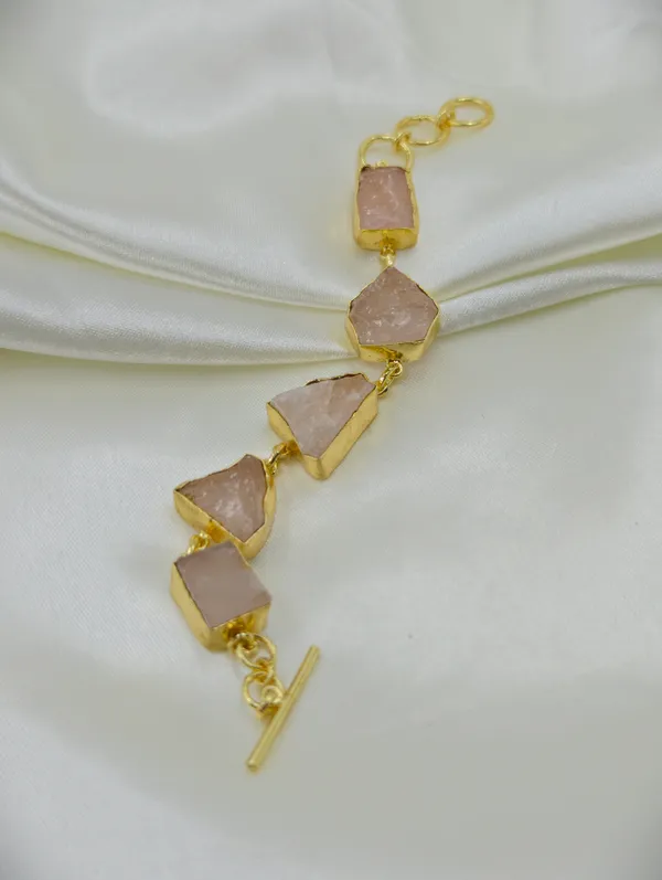 Gold_Pink_Brass_Stone_Link_Bracelet_For_Women