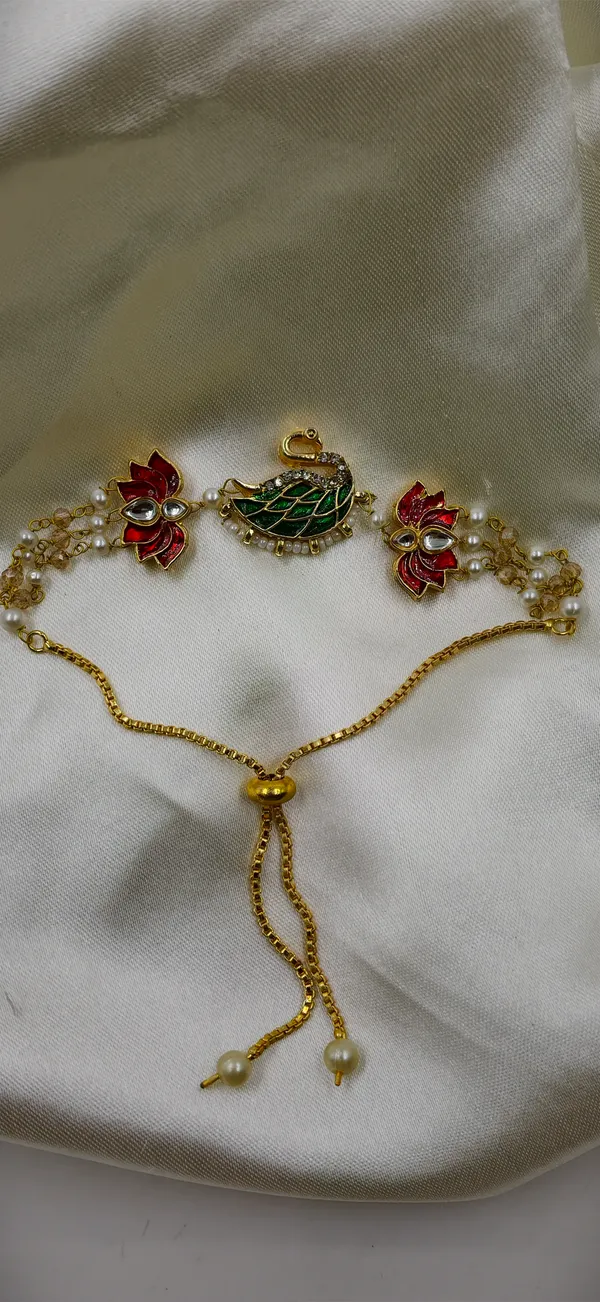 Gold_Tone_Peacock_Floral_Charm_Bracelet_For_Women