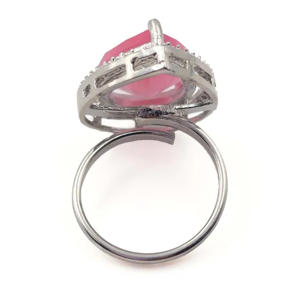 Pink_Silver_Tone_Teardrop_Ring_For_Women