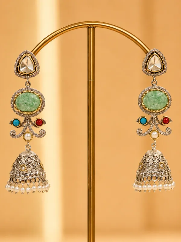 Gold_Green_Tone_Pearl_Stone_Dangler_Jhumka_Earrings_For_Women