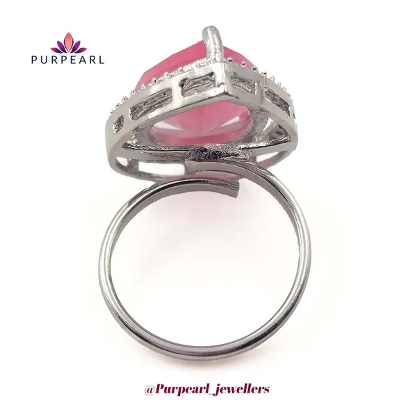 Pink_Silver_Tone_Teardrop_Ring_For_Women