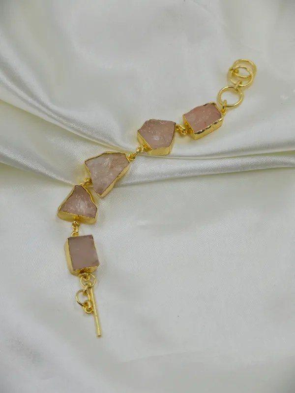 Gold_Pink_Brass_Stone_Link_Bracelet_For_Women