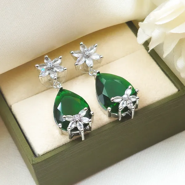 Green_Brass_Floral_Teardrop_Drop_Earrings_For_Women