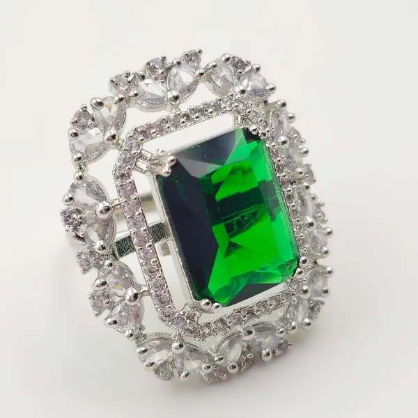 Green_Silver_Tone_Emerald_Halo_Statement_Ring_For_Women