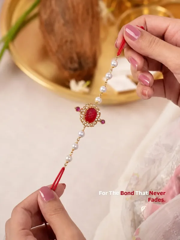Multicolor_Pearl_Beaded_Gold_Tone_Rakhi_Set