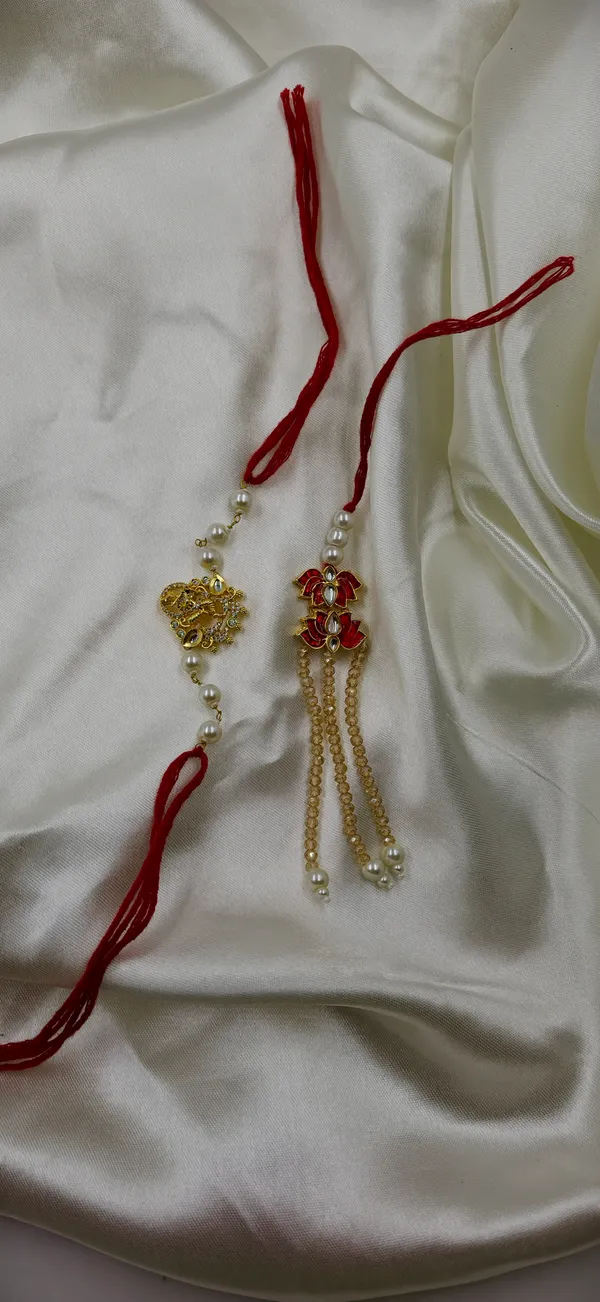 Red_Thread_Pearl_Beaded_Gold_Tone_Ornamental_Rakhi