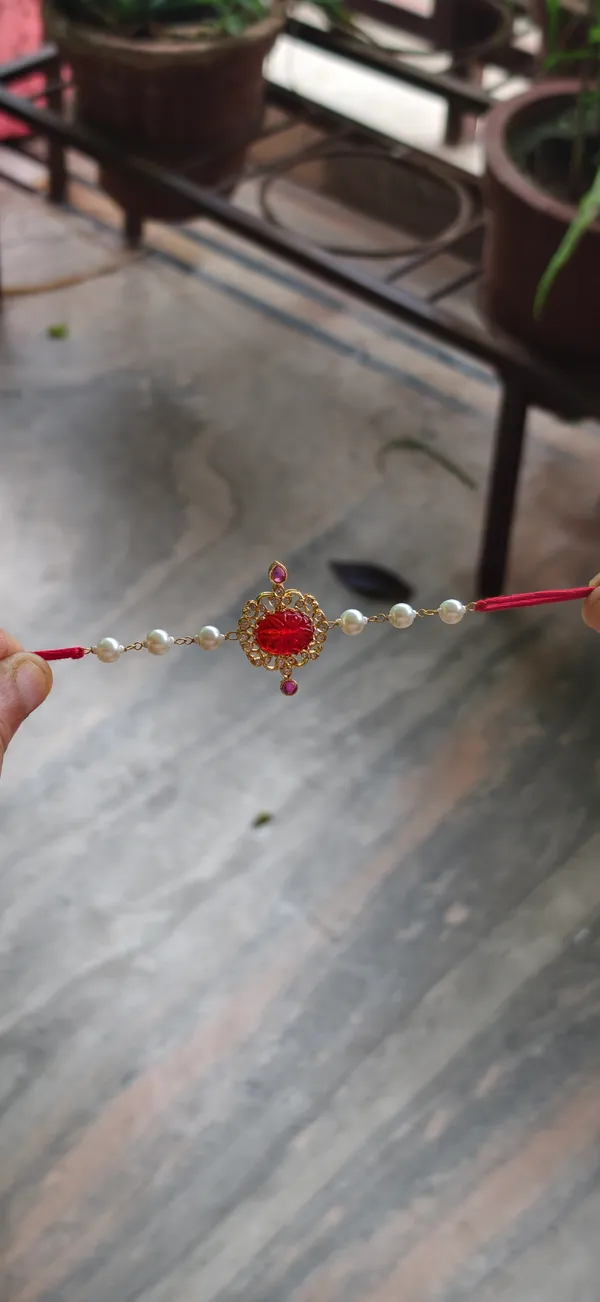 Multicolor_Pearl_Beaded_Gold_Tone_Rakhi_Set