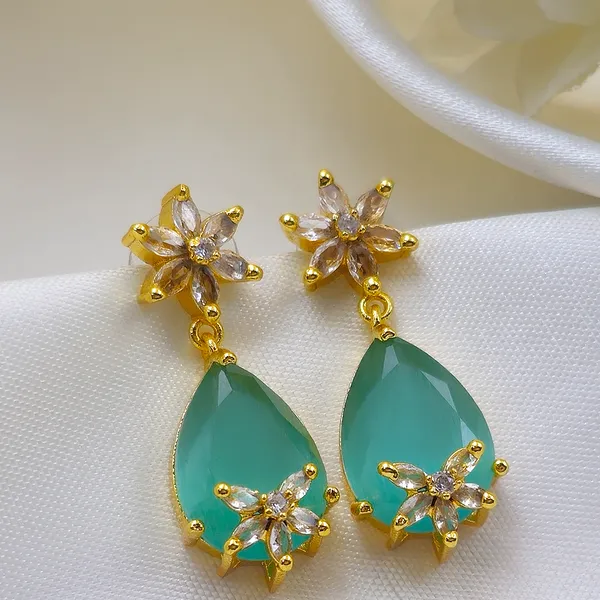 Green_Gold_Brass_Floral_Teardrop_Drop_Earrings_For_Women