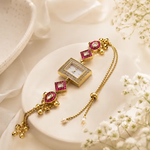 Gold_Brass_Stone_Studded_Watch_Jewellery_Set_For_Women