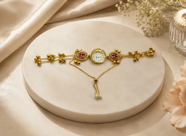 Gold_Tone_Stone_Embellished_Charm_Bracelet_Wrist_Watch_For_Women