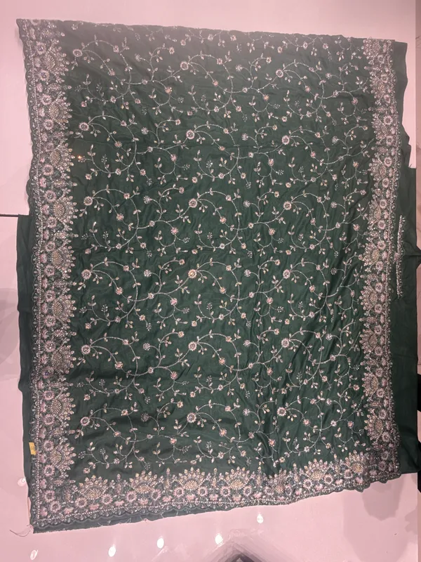 Bottle_Green_Embroidered_Saree_for_Women