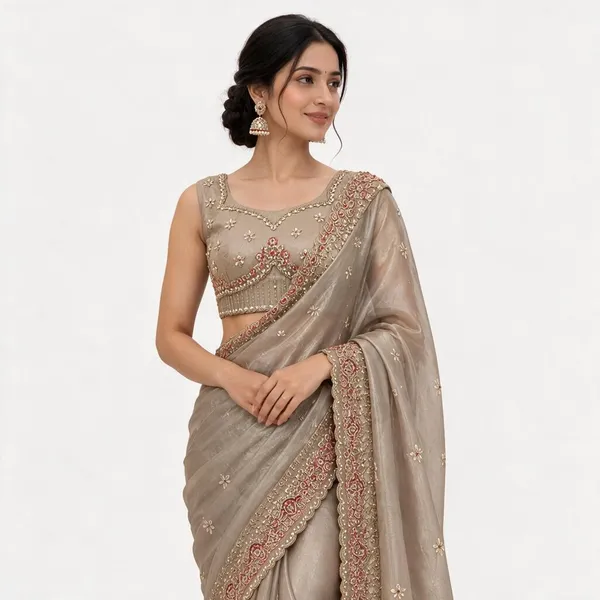 Mushroom_Beige_Color_Saree_For_Women