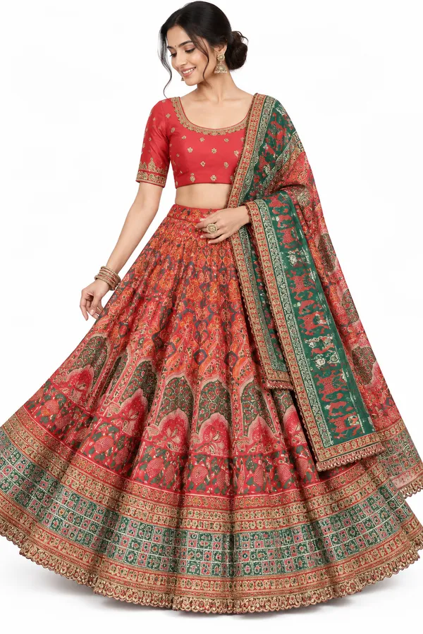 Reddish_Orange_Work_Lehenga_Set_Unstitched_For_Women-_Sider