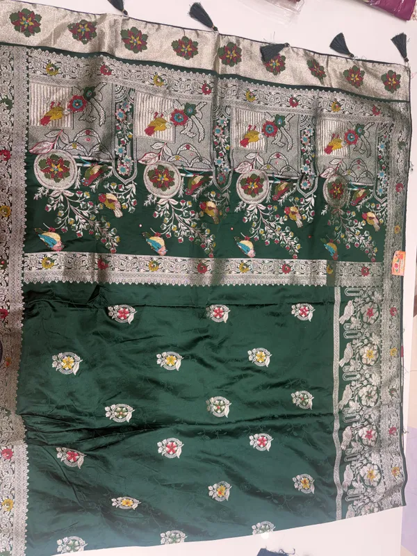 Green_Satin_Silk_Handwork_Saree_for_Women