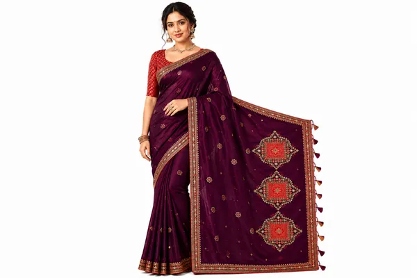 Deep_Wine_Purple_with_Pink_Blouse_for_Women