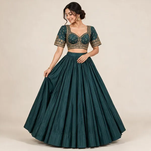 Teal_Grey_Blouse_For_Women