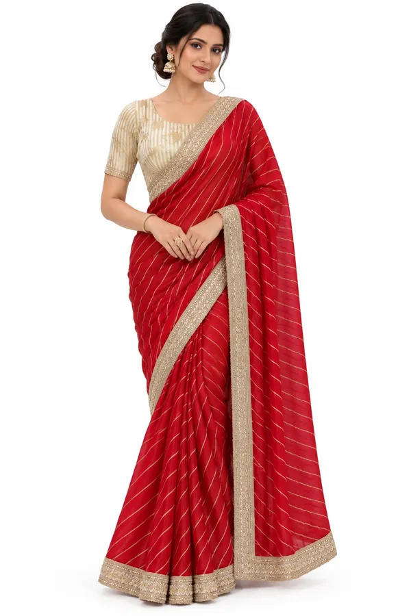 Bright_Red_Saree_With_Golden-Beige_Embroidery