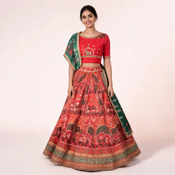 Reddish_Orange_Work_Lehenga_Set_Unstitched_For_Women-_Sider
