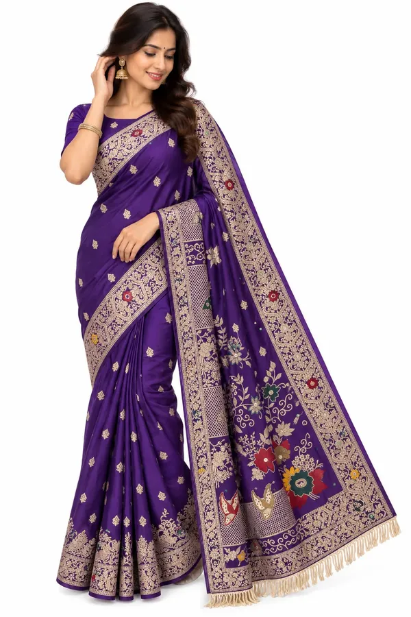 Deep_Royal_Purple_Dola_Silk_Saree_For_Women