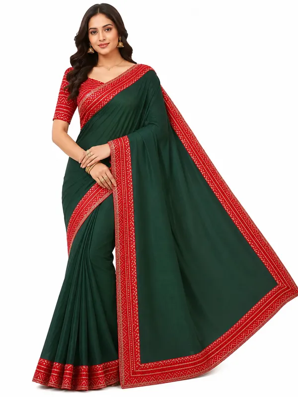 Red_And_Green_Patterned_Saree_For_Women