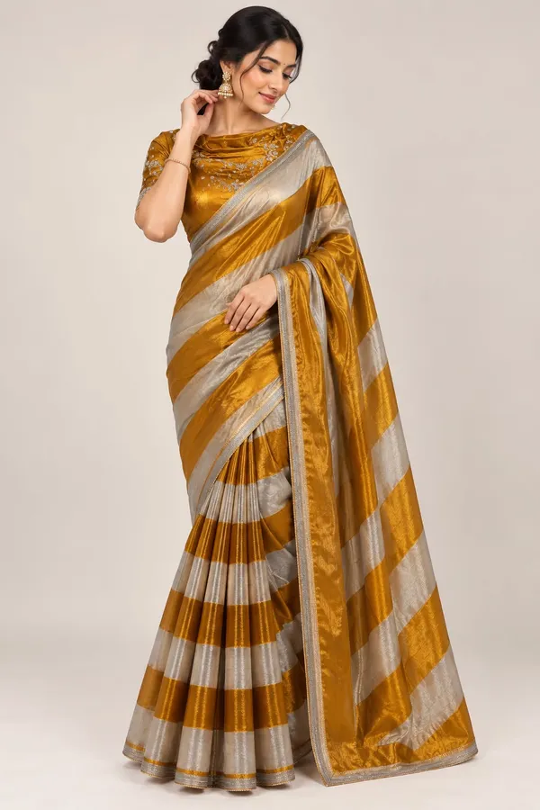 Golden_Mustard_&_Silver_Saree