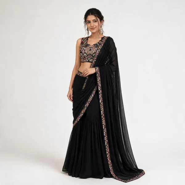 Indo_Western_Saree_With_Blouse_Work_For_Women