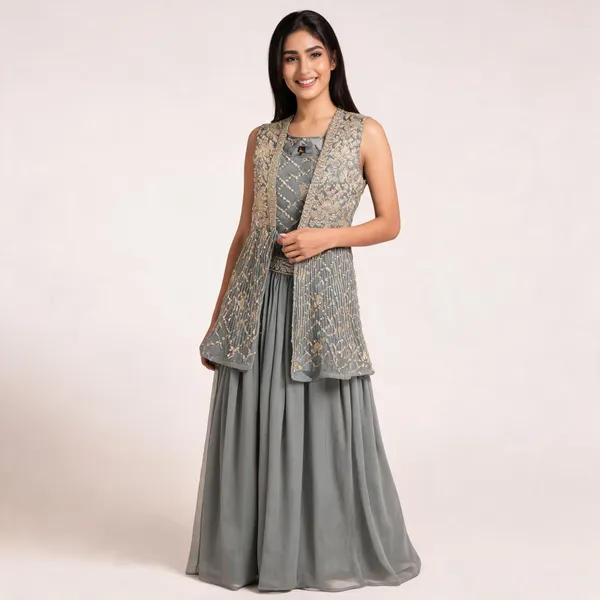 Grey_3_Piece_Indo_Western_Skirt_And_Jacket_Set_For_Women