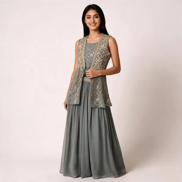 Grey_3_Piece_Indo_Western_Skirt_And_Jacket_Set_For_Women