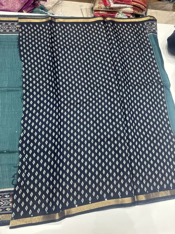 Teal_Green_Cotton_Mirror_Work_Saree_for_Women