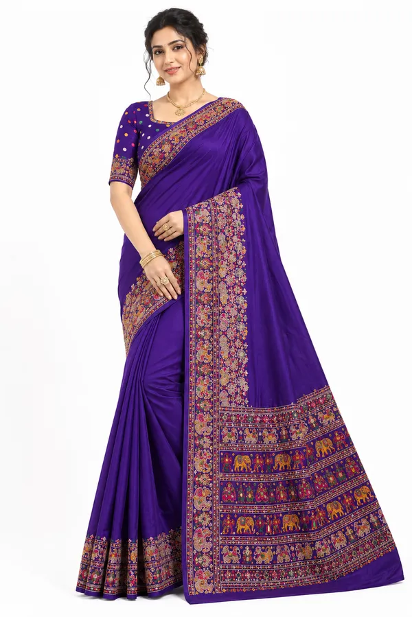 Purple_Traditional_Work_Saree_For_Women