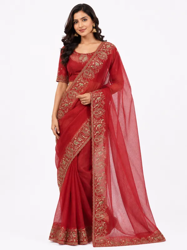 Red_Party_Wear_Saree_For_Women