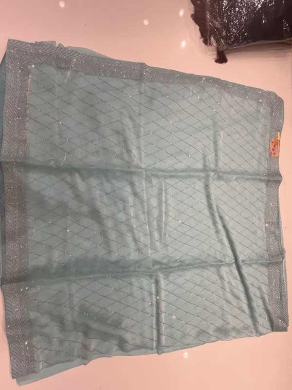 Sea_Blue_Diamond_work_Party_Wear_Saree_for_Women